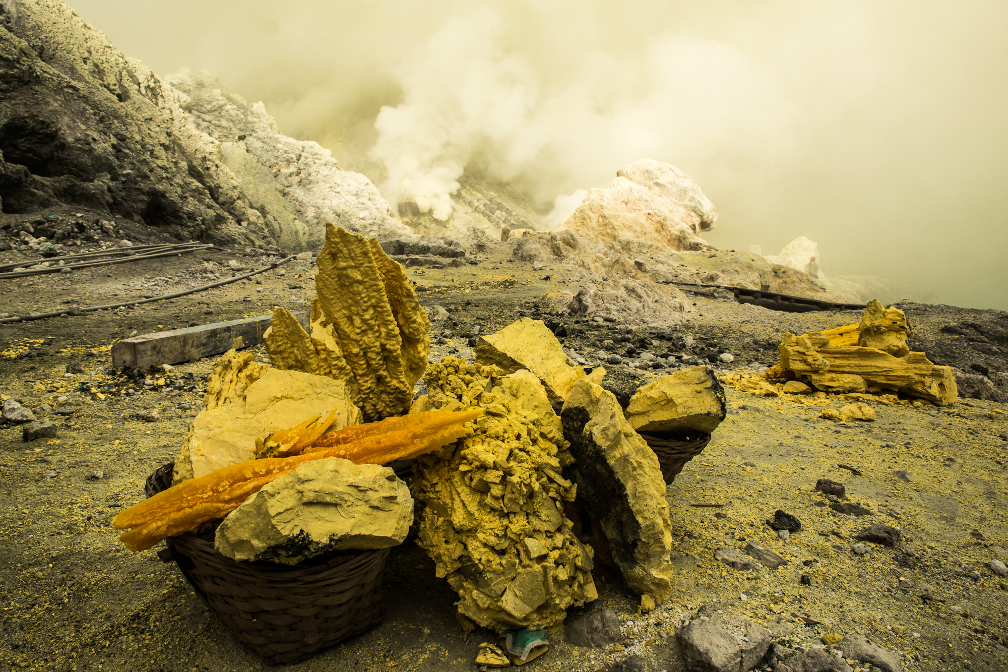Sirné doly, sopka Ijen