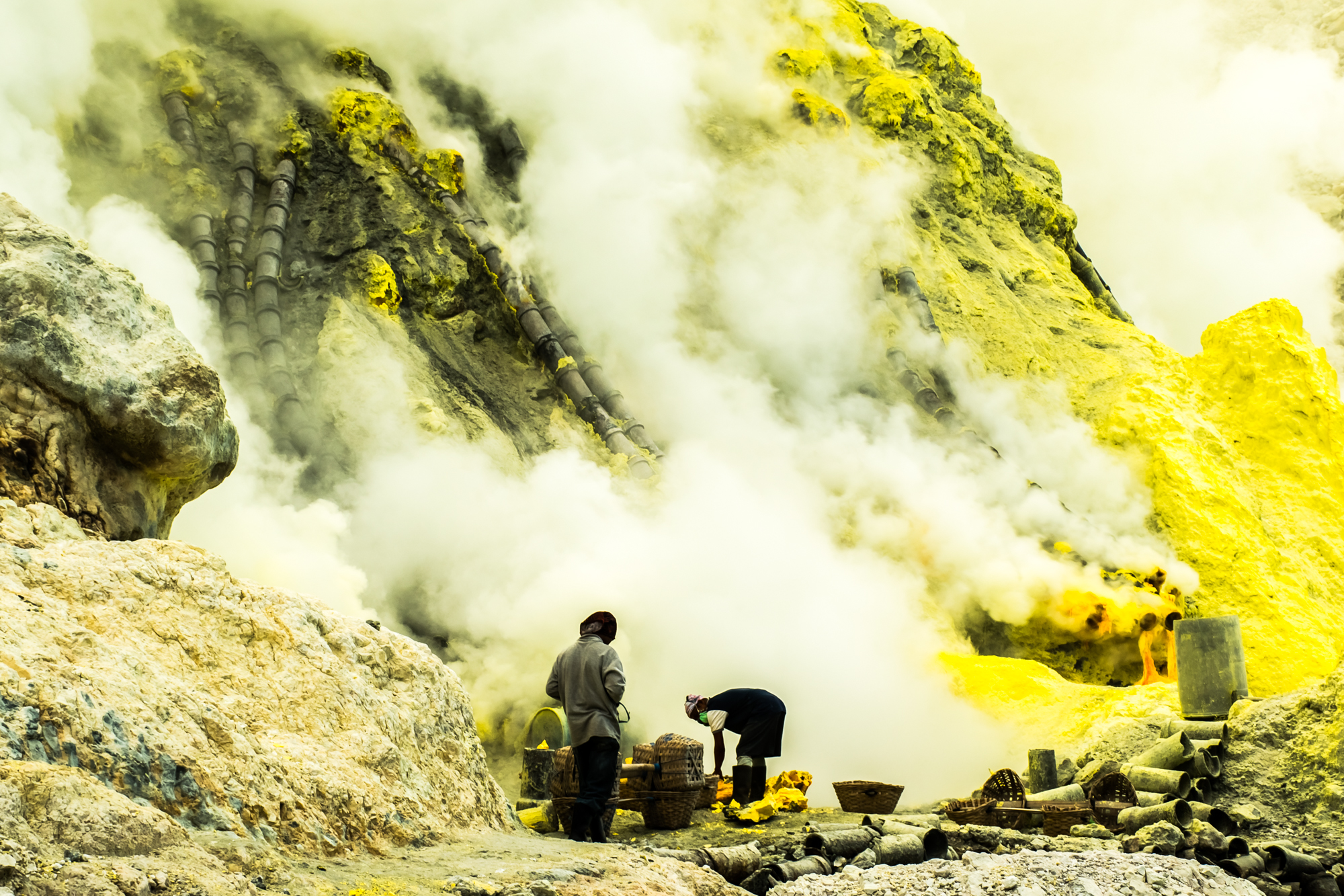 Fotoreport: Sirné doly sopky Kawah Ijel