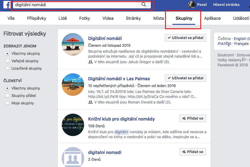 Facebook skupiny
